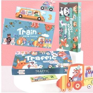 Number Floor Puzzle for Kids Forest Animals Train Traffic Jigsaw Puzzle Sorting